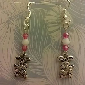 Pink & White Bunny Earrings